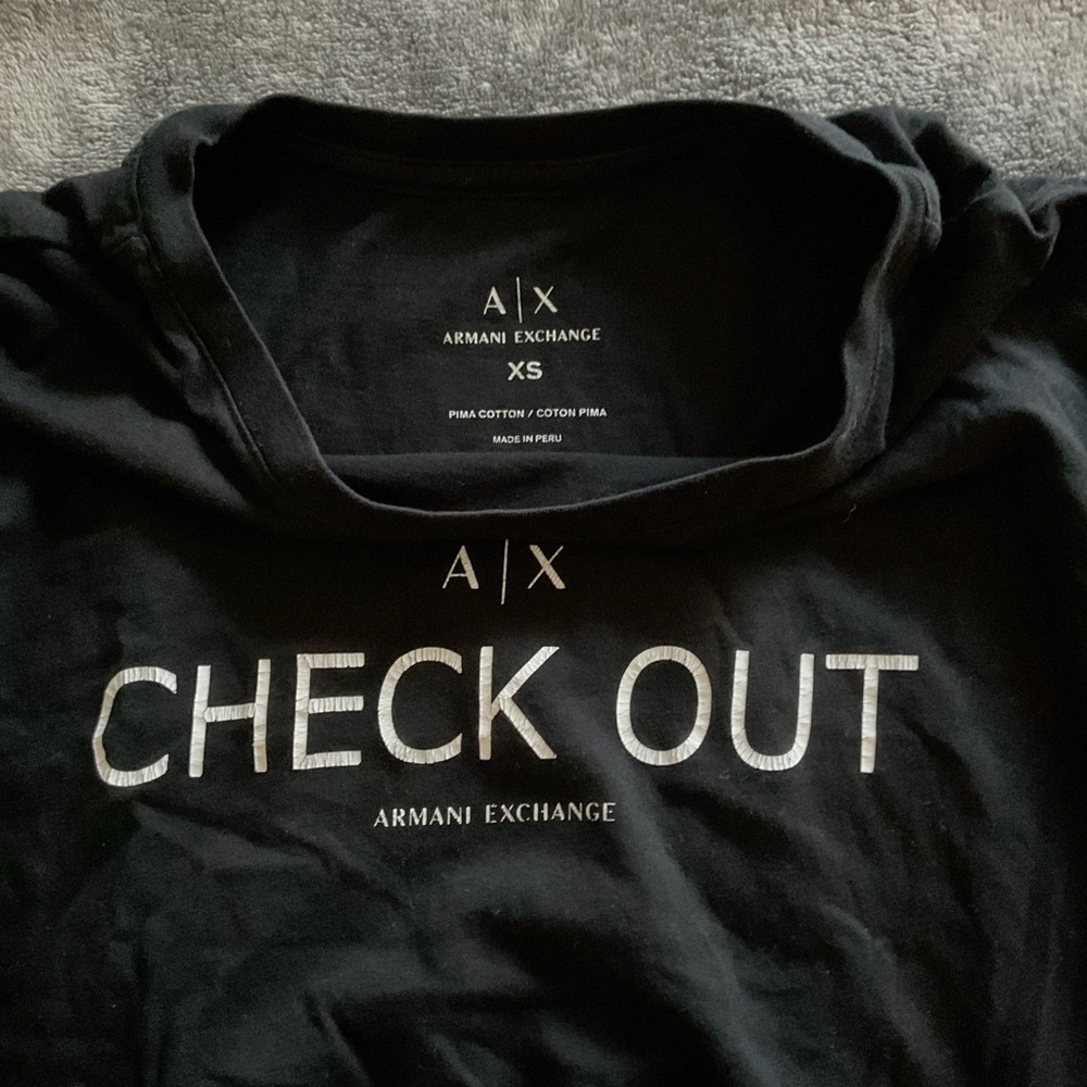 Armani Exchange Black Tee with White Print